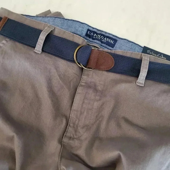 US Polo Assn Slim Straight Active Stretch Men's Chino Pants W34 x L34 Brown - Picture 2 of 7